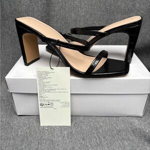 NEW The Drop Avery Square Toe Two Strap High Heeled Size 9 Black